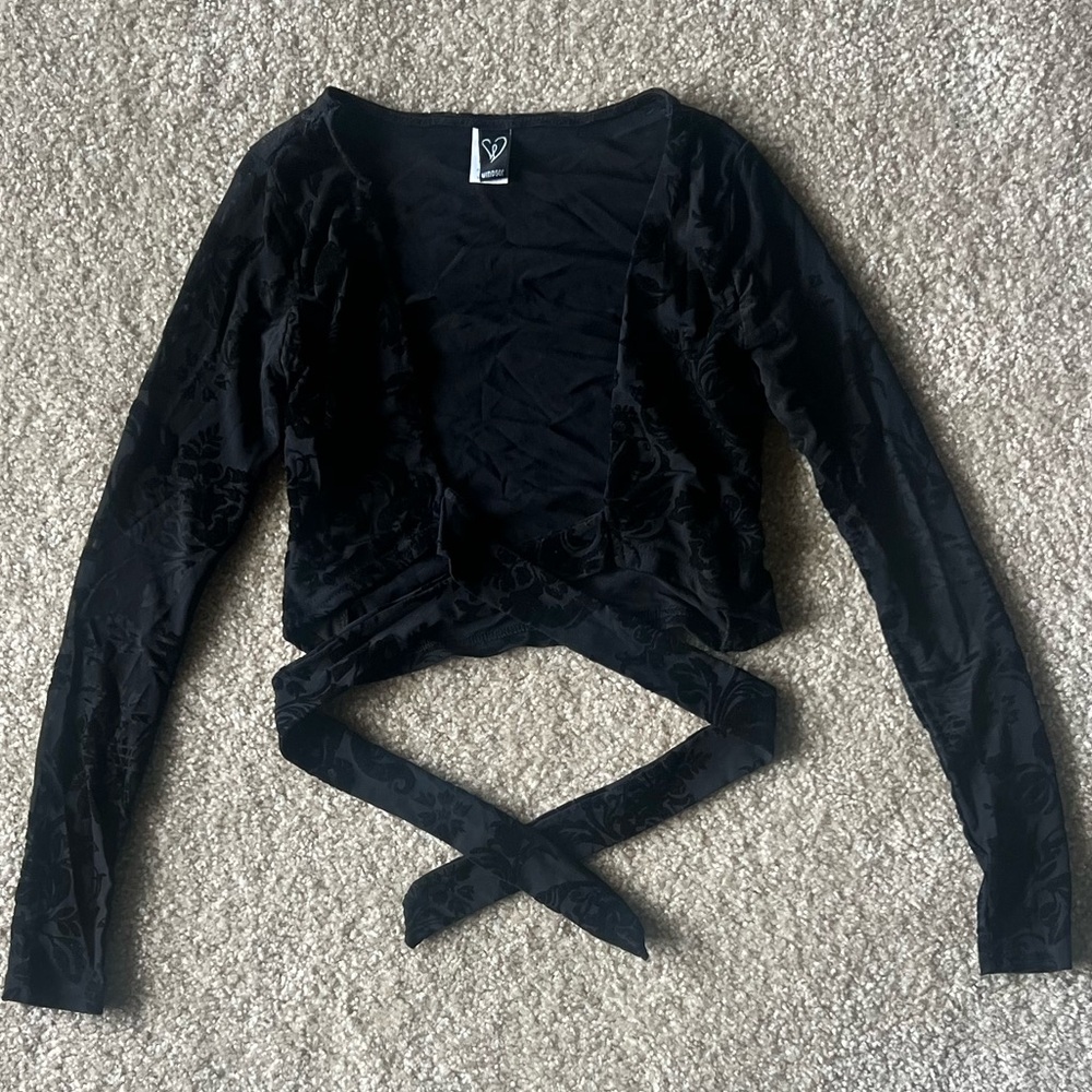 Black Long Sleeve crop shrug top